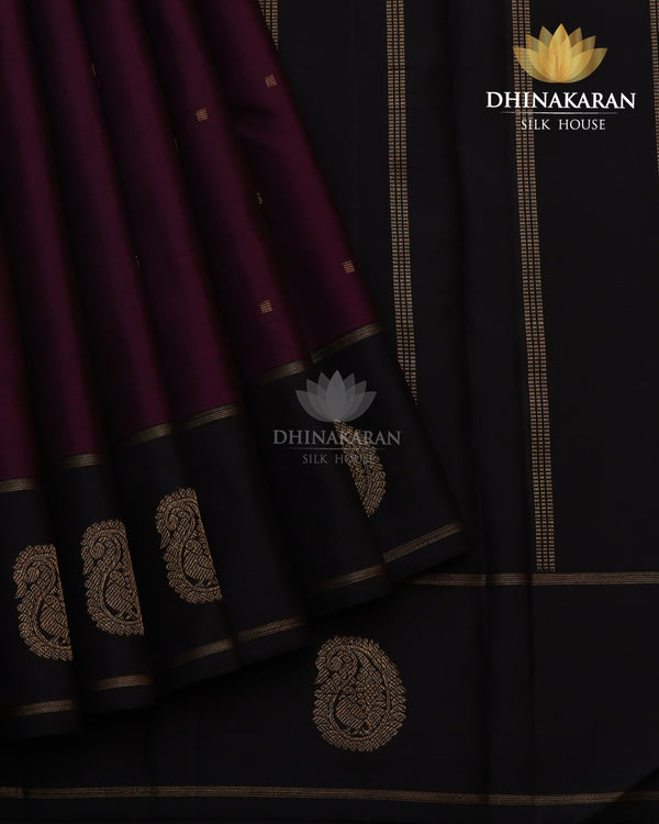 Wine Colour Butta Saree- sar2394