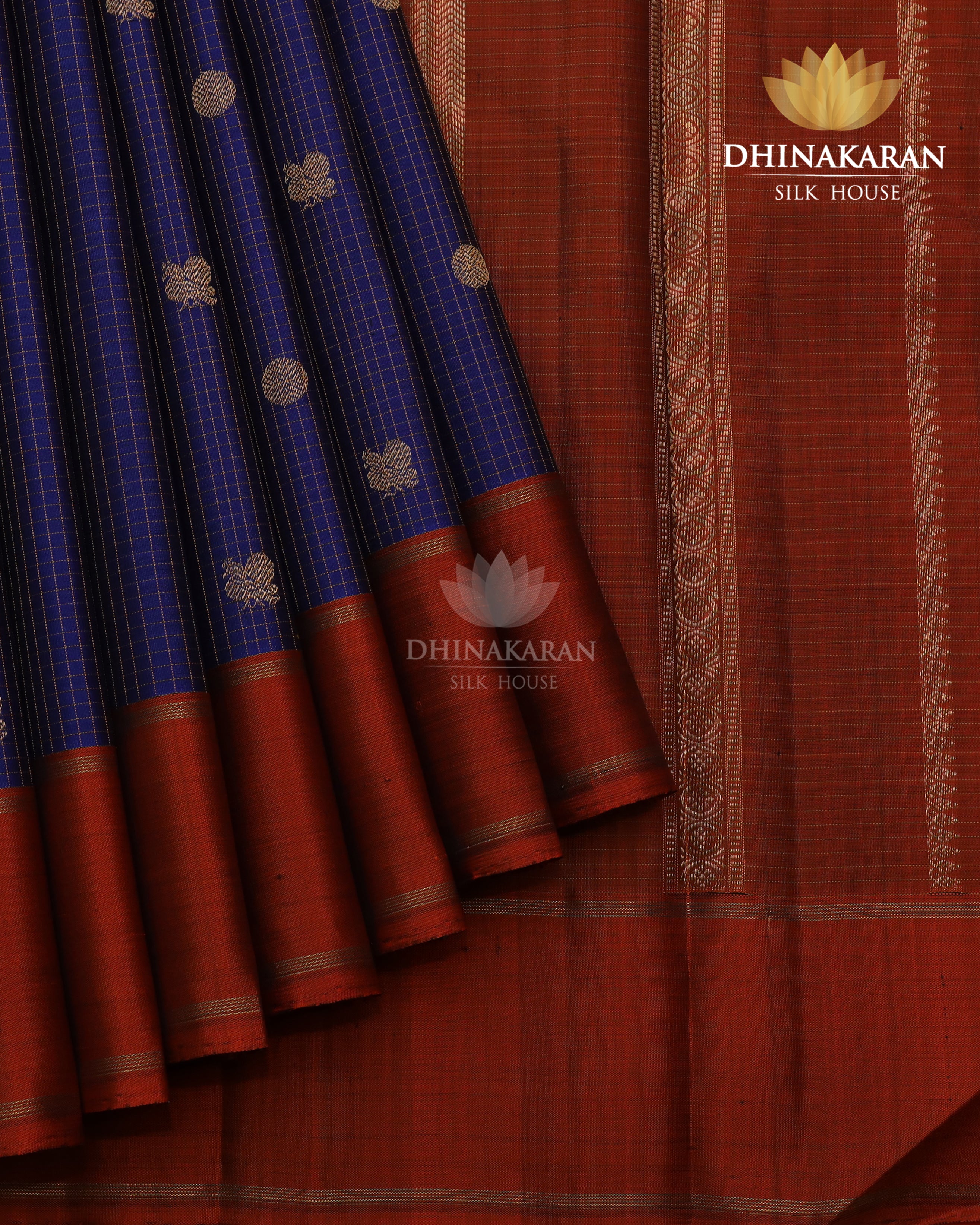 Midnight blue & Rust Kanjivaram-sar2534