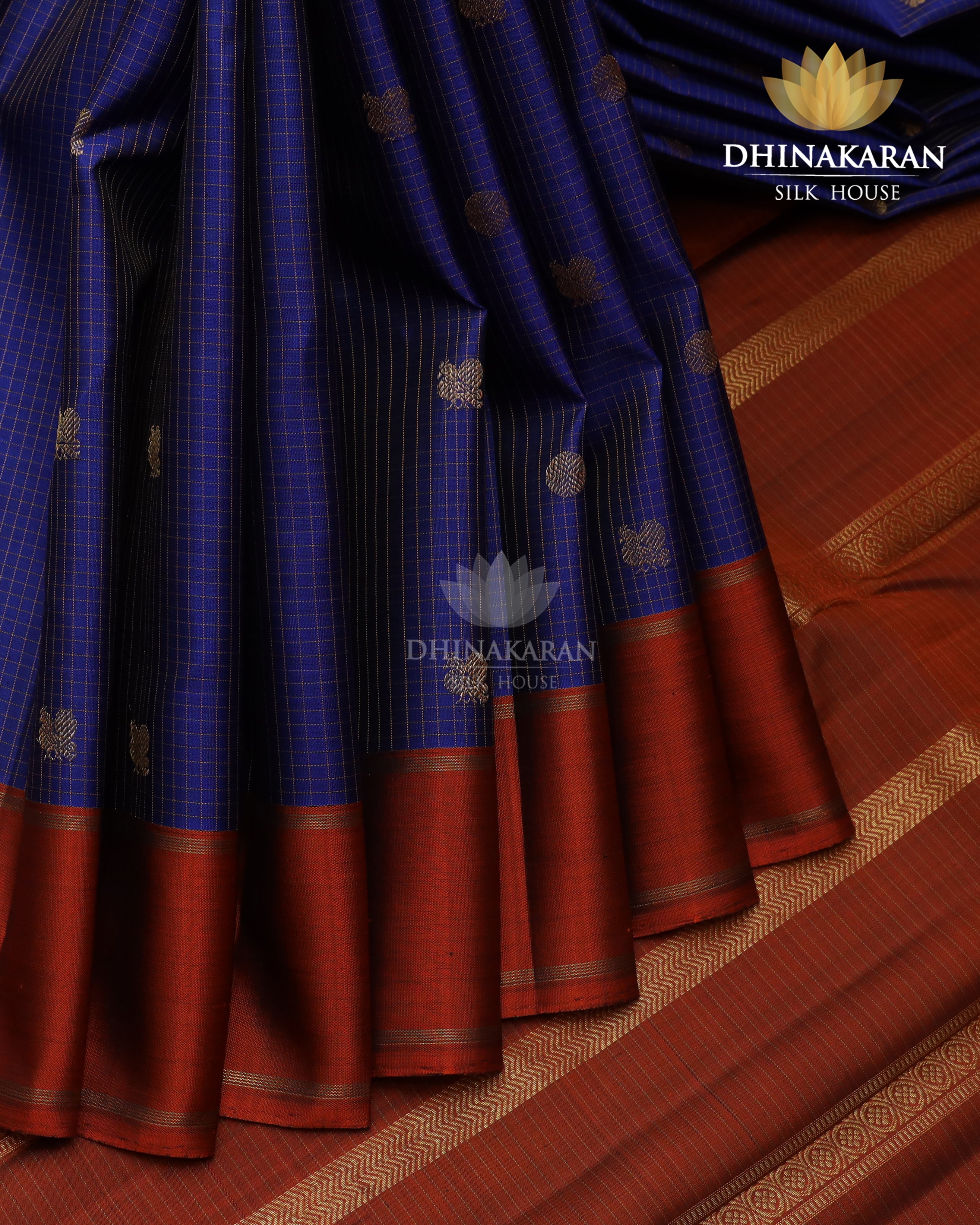 Midnight blue & Rust Kanjivaram-sar2534