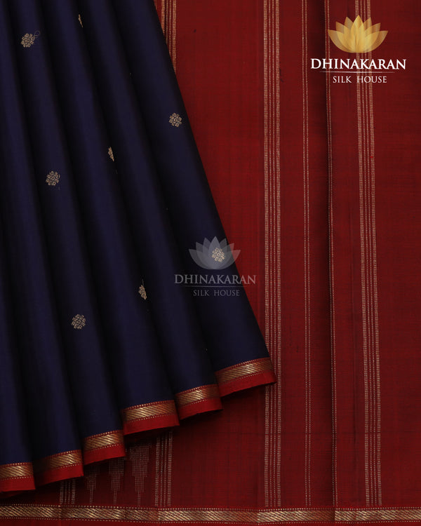 Navy Blue Borderless Kanjivaram-sar2872