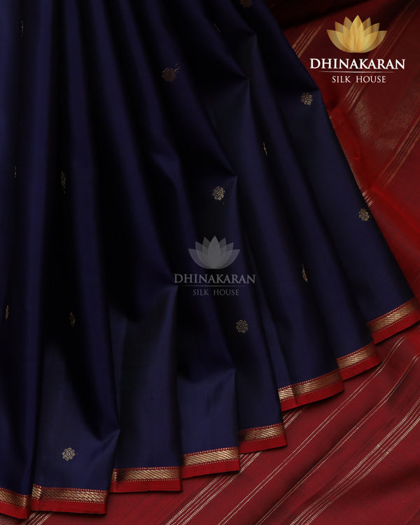Navy Blue Borderless Kanjivaram-sar2872
