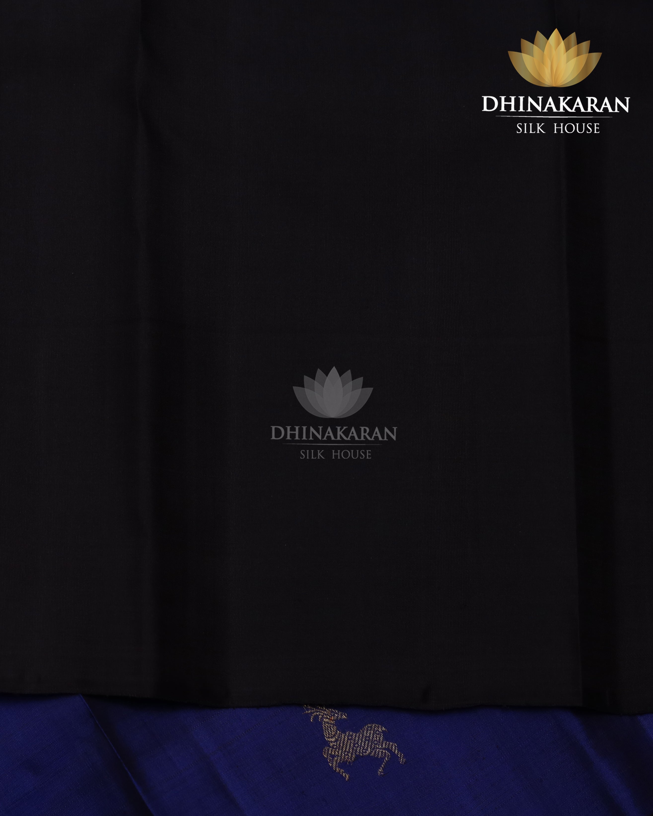 Midnight Blue Deer Butta Kanjivaram-sar2389