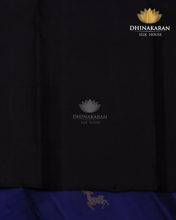 Midnight Blue Deer Butta Kanjivaram-sar2389
