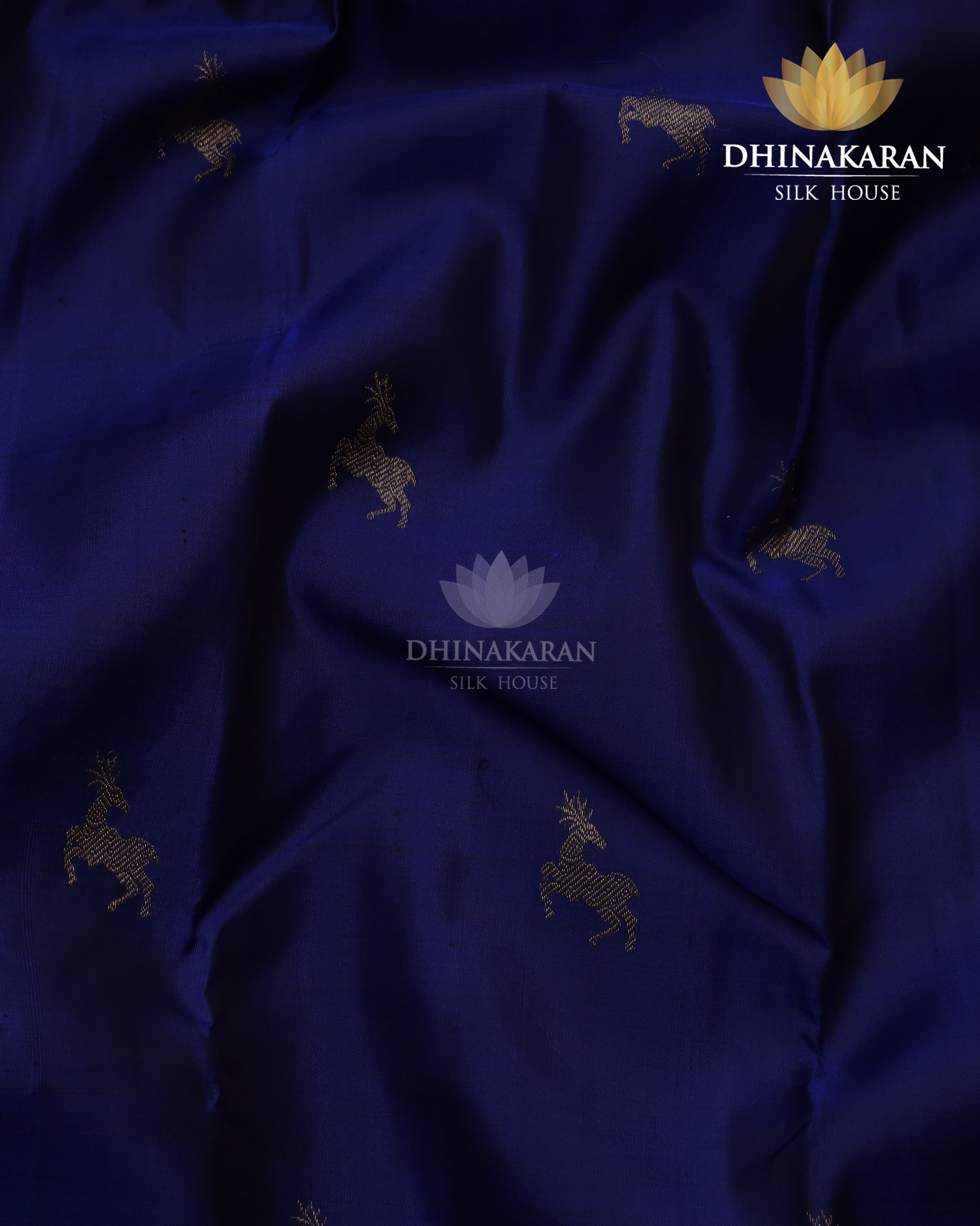Midnight Blue Deer Butta Kanjivaram-sar2389