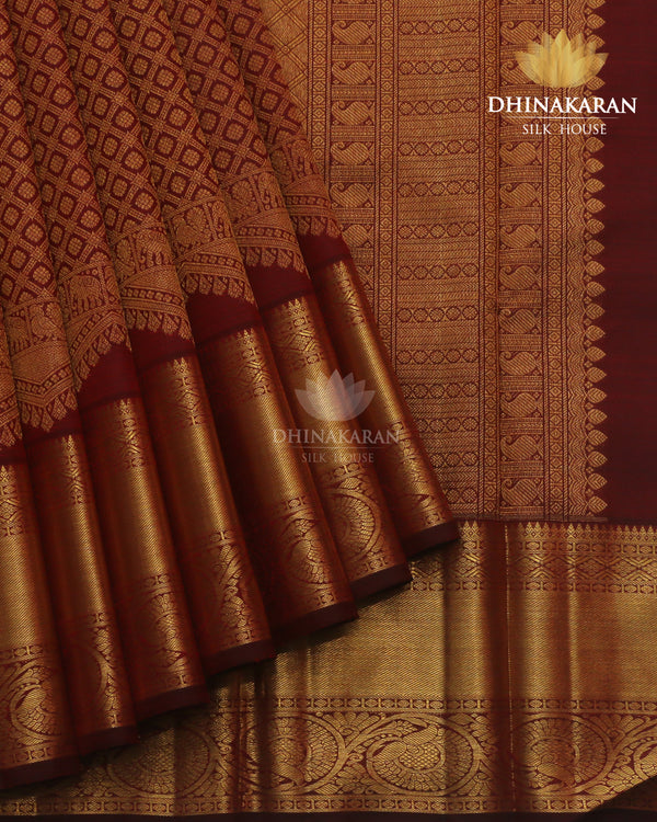 Deep Maroon Brocade Kanjivaram- sv187