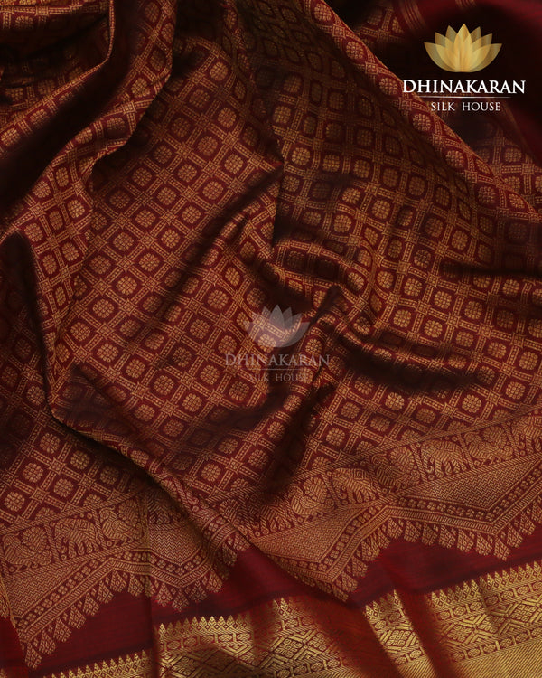 Deep Maroon Brocade Kanjivaram- sv187