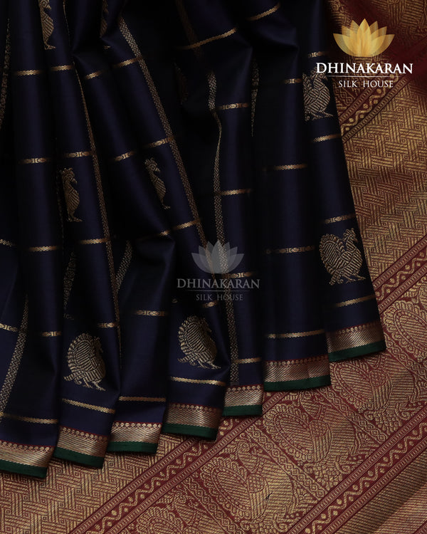 Navy Blue Kattam Butta-sau2264