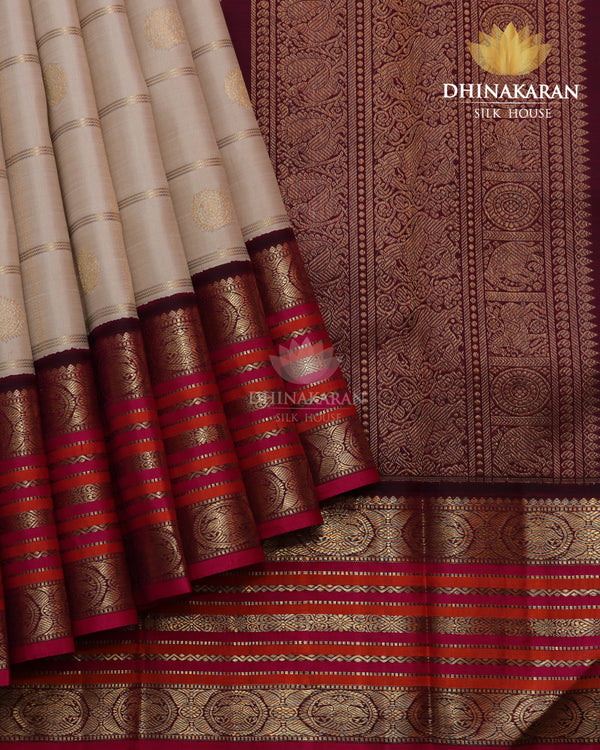 Beige Kattam Kanjivaram-sau2812