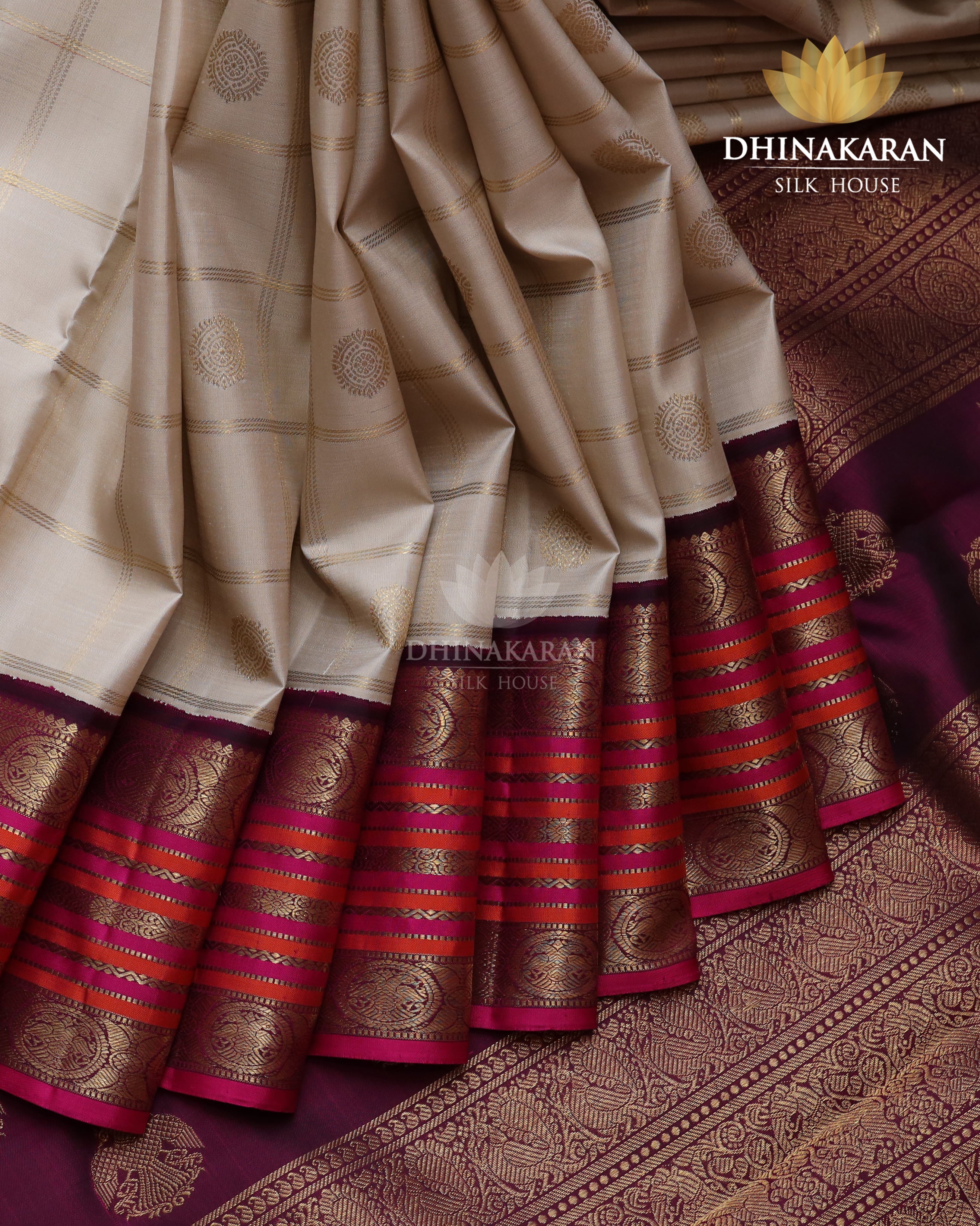 Beige Kattam Kanjivaram-sau2812