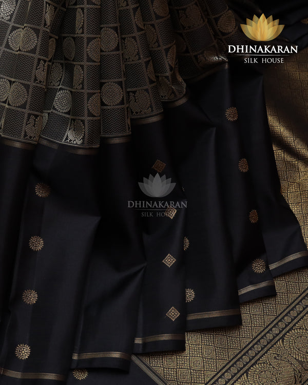Black Silk On Silk Kanjivaram-sar988
