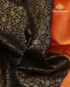 Kanjivaram Brocade In Deep Navy & Orange     - SV 23